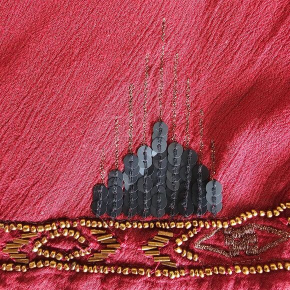 Free People Maroon Flutter Tank M Aztec Sequin Coachella Open Sides size M - Picture 9 of 9